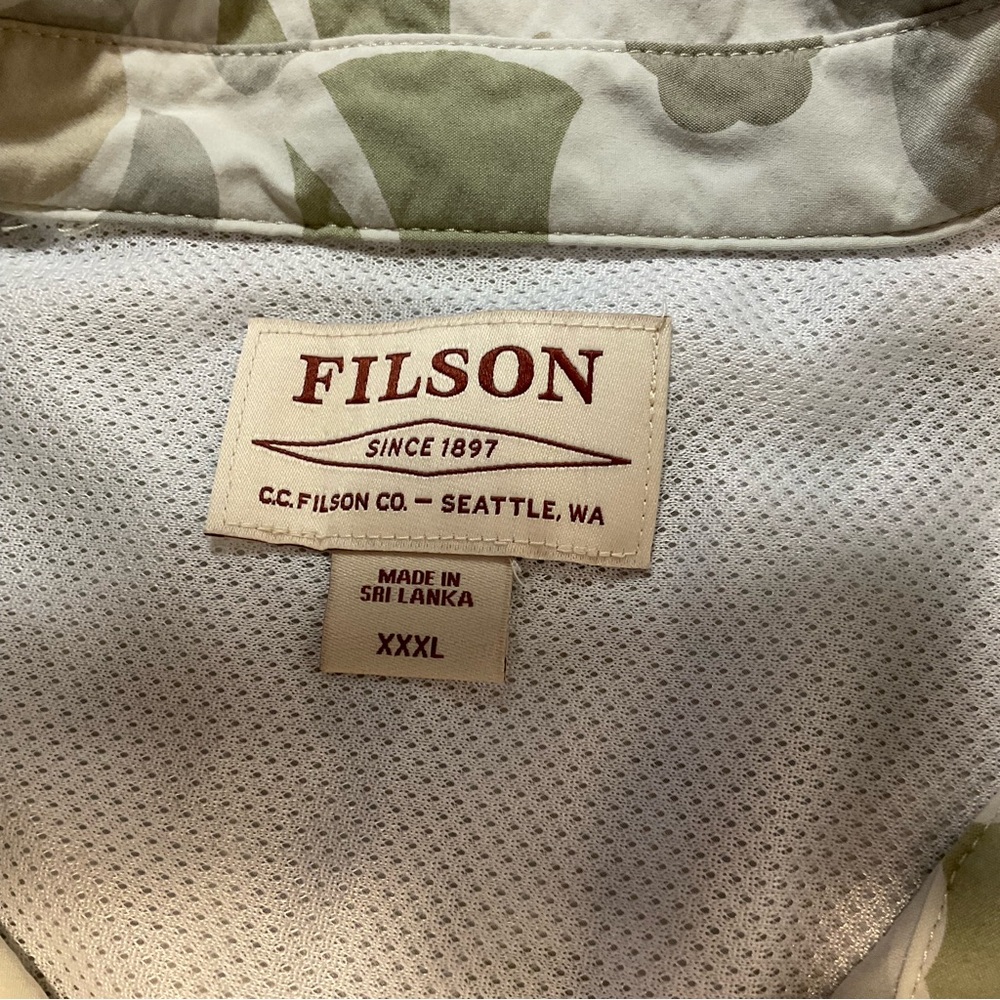 Filson Twin Lakes Sport Shirt Mens Sz XXXL Green Camo Hiking Outdoor Vented - Picture 5 of 9
